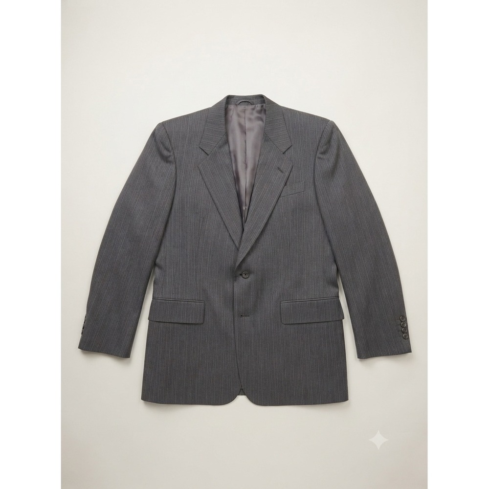 Christian Dior Monsieur Vintage Sz 40R Grey Pinstripe Herringbone Blazer Jacket